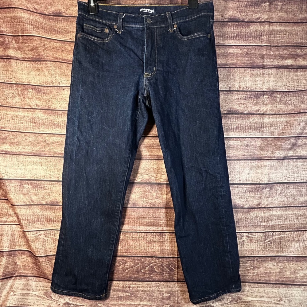 Lands End Square Rigger Flannel Lined Jeans Mens 32x26 Dark Wash Traditional Fit